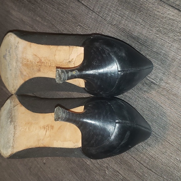 Ellen Tracy Black Fabric Kitten Pointed Toe Heels 7.5 - Picture 4 of 9